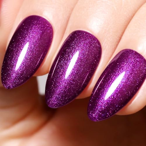 Imtiti Perlen Gel-Nagellack, 15 ML Wein Lila Glitzer-Zeichnungs Lack Mit Muschel Schimmernd Meerjungfrauen-Nagel-Gel Zum Aushärten UV LED, Soak Off für Heim-DIY-Nail-Art