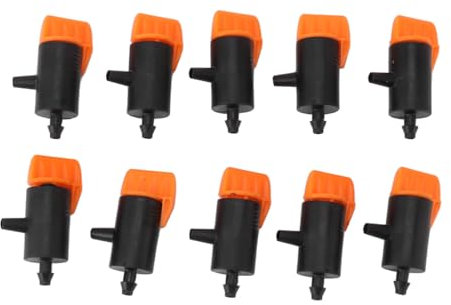 Tissting 10 Stück Micro Bewässerung Tropfer 0 bis 200L Verstellbar Garten Sprinkler Bewässerungstropfer 1/4 Zoll Kunststoff Tropfbewässerung Dripper für Bewässerungssystem