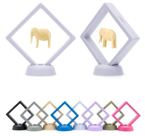CKB LTD Paquete de 5 marcos flotantes en 3D, caja de almacenamiento, soporte de suspensión, para joyas, piedras preciosas, monedas coleccionables y artículos de manualidades (blanco) 9 cm x 9 cm x 2