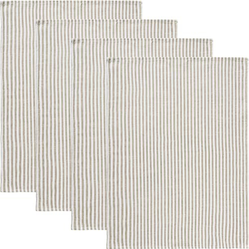 Erwin Müller Geschirrtuch 4er-Pack Streifen beige Größe 50x70 cm - strapazierstark, saugstark, fusselfrei tocknend