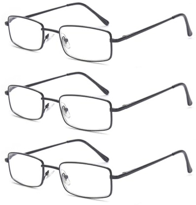 OuShiun Lesebrille für Herren Blaulichtblockierende Metallrahmen Computerlesegeräte Anti-Augenbelastung/UV/Blendung