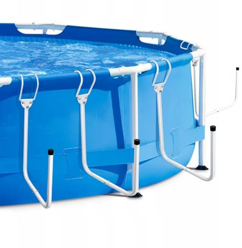 Lot de 4 supports de bâche solaire pour piscine hors sol, crochet réglable conçu pour les piscines à paroi en acier, supporte jusqu'à 27,2 kg, facile à utiliser et à ranger (blanc)
