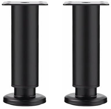 Wzhtuzi Lot de 2 Pieds de Meubles Réglables (18-30 cm) en Acier Inoxydable - Pieds en Acier Laminé à Froid - Pieds pour Meubles, Canapé, Pieds D'armoire, Lits - Noir