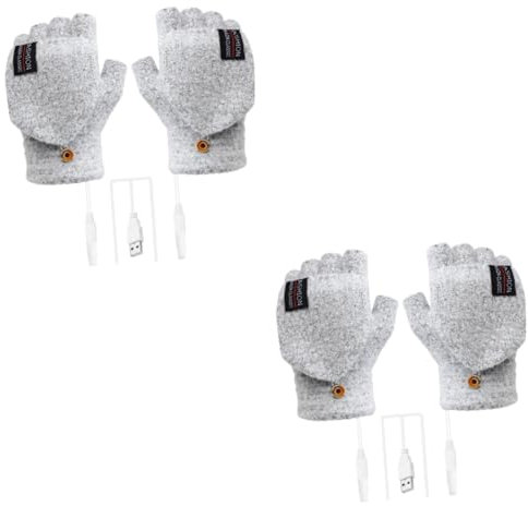 BESPORTBLE 2paare USB Beheizbare Handschuhe Für Damen Und Herren Fingerlose Winterhandschuhe Mit Wärmefunktion Bequeme Und Praktische Umwandlung Zwischen Halbfinger Und Vollfinger-Design