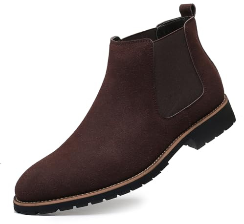 Botines Chelsea de Piel de Ante para Hombre - Botines sin Cordones con Punta Redonda para Ropa Casual y Formal
