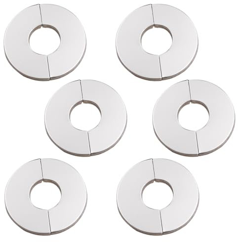 AYVRUOP Pack of 6 Rosettes Cover for Pipes, 28 mm, Stainless Steel, Rosettes for Radiator Pipes, Heating Pipe Cover, Split Two-Piece Pipe Sleeves, Pipe Cover for 28 mm Hole, black, M