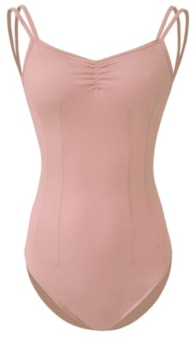 Royal SMEELA Camisole balettdans trikåer för kvinnor V-ringad spagettirem trikåer för vuxen dans trikåer med bröstkuddar damer balett trikåer gymnastik kvinna rygglös trikåer balett svart, Ljusrosa, M