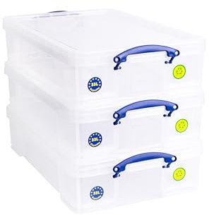 Really Useful Box Plastic Storage 33 Litre Clear (Pack Of 3)