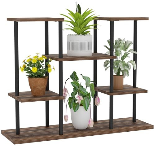 Outsunny Support pour plantes à 4 étages, 61,5 cm de haut Support pour fleurs pour l'intérieur et l'extérieur, étagère pour plantes en bois, étagère pour fleurs à plusieurs étages, escalier pour pots