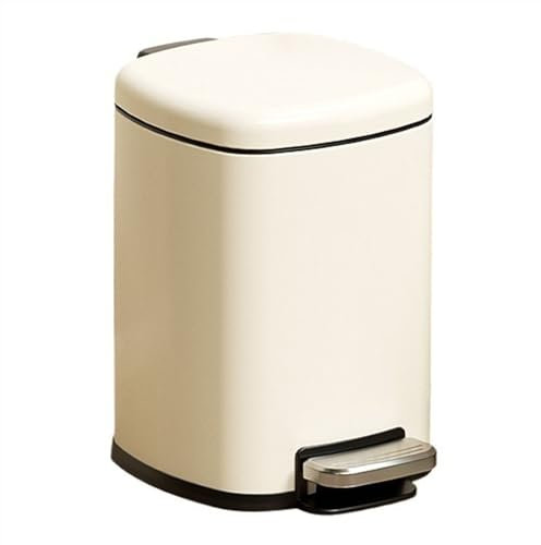 Pattumiere Cestino per rifiuti in Acciaio Pattumiera Rotonda in Metallo con Pedale Secchio Interno Rimovibile e Maniglia per Soggiorno Camera da Letto, bianco-15L (Bianco 10L)