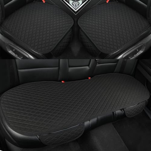 GIANT PANDA Lot de 3 Housses de siège Auto en Lin avec Coussins de siège Avant + Housse de siège arrière, universelles pour 90% des véhicules (SUV/Berline). Design Confortable pour Une Conduite