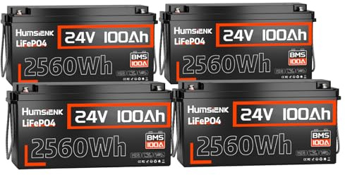 Humsienk 24V 100Ah LiFePO4 Lithium Batterie mit 100A BMS-Schutz, Max. 2560W Leistung, 15000 Zyklen, 10 Jahre Lebensdauer, Idealer Ersatz AGM Batterie, Perfekt für Wohnmobil, Caravan