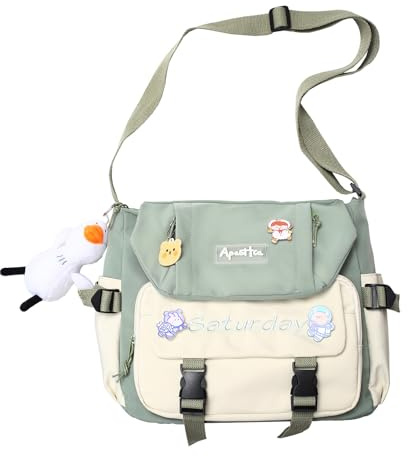 HuiYStar Sac Messager Mignon pour Adolescentes et Femmes,Sac Messager Kawaii,Sac à Main à Bandoulière avec épingles et Pendentif Rembourré,Cadeau