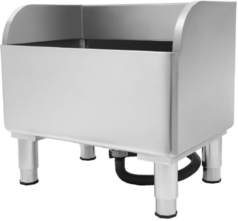 Floor Mop Sink Commercial Mop Service Basin with Drainage 23.6 x 16.1 x 21.7 Stainless Steel Floor Mount Mop Cleaning Sink with High Baffle Utility Slop Sinks for Laundry Room