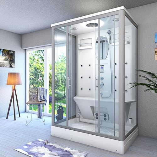 AcquaVapore Dampfdusche Sauna Dusche Duschkabine D27-EH-EC-EA-ALL 140x90 cm MIT 2K Scheiben Versiegelung