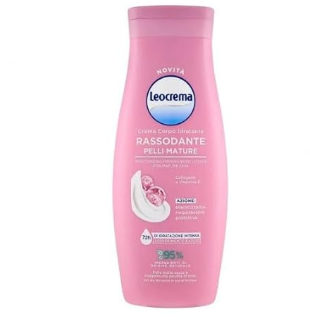 Leocrema, Crema Corpo Rassodante per Pelli Mature o Molto Secche, Formula con Collagene e Vitamina E, Azione Elasticizzante ed Equilibrante per una Pelle Tonica, Idratazione fino a 72 ore, 400ml