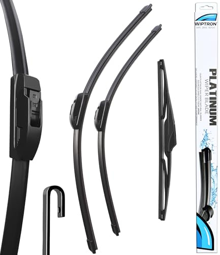 Wiptron Platinum Front and Rear Wiper Blades Set fits: NISSAN QASHQAI SUV (2014 to 2021) Durable, Aerodynamic with Consistent All-Climate Efficiency