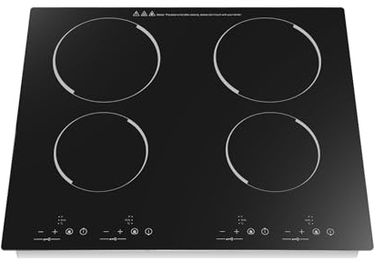 3000W 110V Electric Cooktop 4 Burners, 23 Inch Electric Stove Countertop & Built-in, Sensor Touch Control with Safety Lock & Timer 9 Power Levels for Kitchens, Snack Bars, and Restaurants (No Plug)