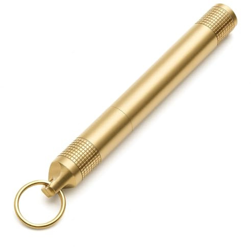 Premium Brass Pill Holder, Waterproof Medicine Case with Keyring, 95x11mm Portable Container, Airtight Seal for Emergency Storage