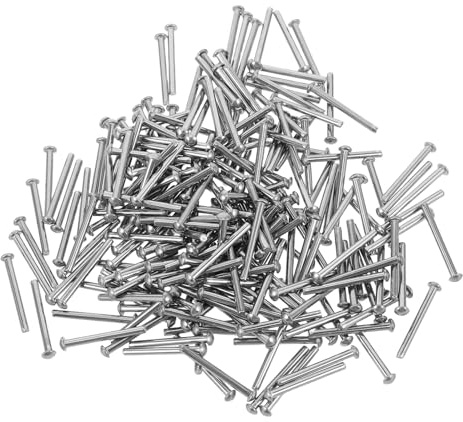 MAGICLULU Kit de 200 Rivets Pleins en Acier Inoxydable 2x20 Mm, Tête Bombée, Rivets Métalliques Robustes et Pratiques pour Bricolage Bois et Métal, Fixation Solide pour Projets
