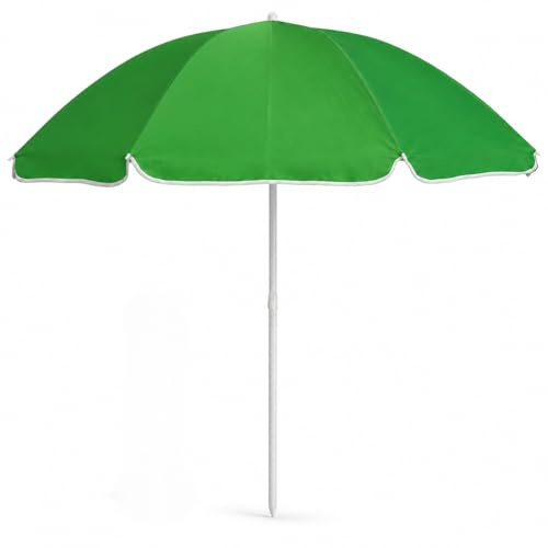 Parasol de plage 150 cm avec piquet inclus | 6 baleines, tissu en polyester avec intérieur argenté, tige 19/22 mm | couleurs assorties et aléatoires | parasol portable pour mer, jardin et camping
