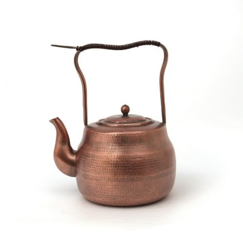 GiaoRosi Bouilloire en Cuivre Kettle de Cuisine Théière Traditionnelle Chauffe-eau Conductivité Thermique Élevée Base Épaisse pour Ébullition Rapide Poignée, Array, Style Antique, 5 Litres