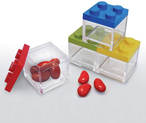 Omada Design Bonbonierre aus Plastik mit Deckel, 48 Stücke, quadrat und 5X5X5 cm, ideal als Geschenk für Zeremonien oder Geschenkschachtel für Bonbonierre.