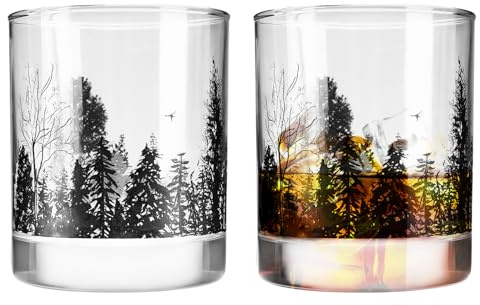 TOOWELL Whiskey Glasses Set of 2 - Retirement Gifts for Men Woman, 11OZ Bourbon Glass Old Fashioned Handmade, 40th 50th 60th Birthday Decorations for Men, Gifts for Anniversary Groomsmen