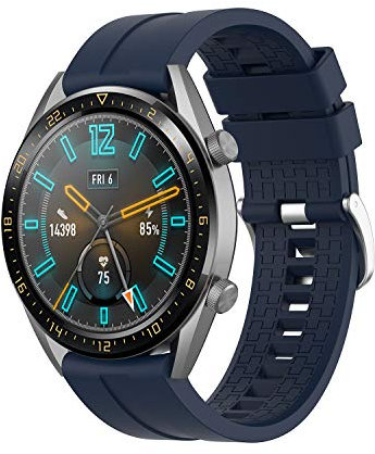 Kompatibel med Huawei Watch GT5/GT4GT3/GT2 46 mm/GT2 Pro Armband Silikon Vattentätt Sport Armband Ersättningsband, 22mm klockarmband för Män/Kvinnor, Mörkblå