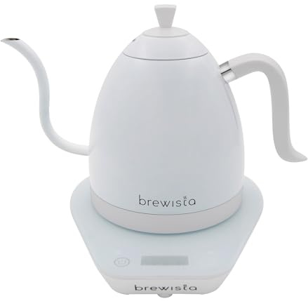Brewista Artisan Pure White | Hervidor eléctrico | Cuello de cisne | Control de temperatura | Café lento Barista | 1,0 L