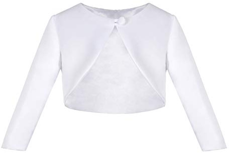 ekidsbridal Long Sleeves Bolero Satin Jacket Flower Girl Social Events Dress Cover-Up 6