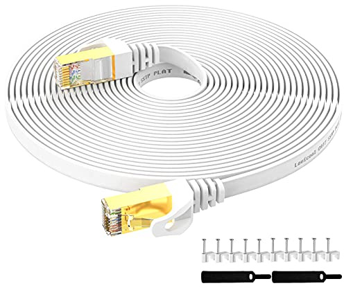 Lovicool 10m Ethernet Cable, CAT 7 Ethernet Patch Cable Shielded High Speed Internet Cable for Switch Router Xbox Home Office Network Compatible Cat5e/Cat6a/Cat6 (Clips Free)