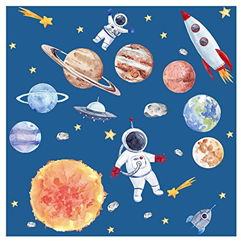 Little Deco Wandsticker Wandtattoo Kinderzimmer Jungen Weltall Raumschiff Wandaufkleber Sonnensystem Planeten Raketen Wandbild Sonne Kinder Sterne DL701-2