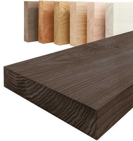 LAMO Manufaktur Regal Holz massiv ohne Befestigung | Wandregal 160 cm breit für Wohnzimmer, Home Office | Farbe: Schwarz, Kante: gerade | Massivholz, modernes Design, Schwebeeffekt