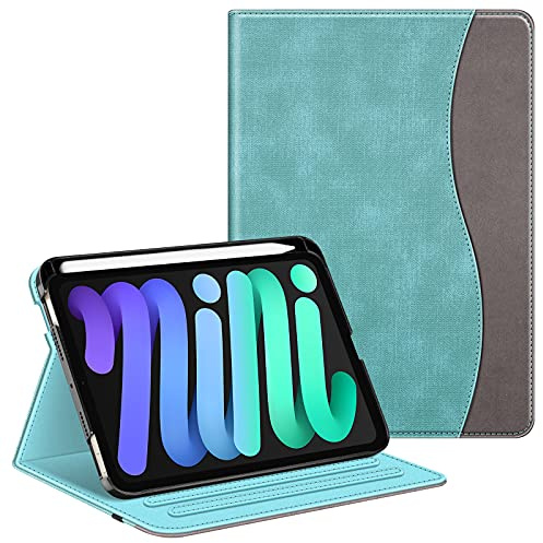FINTIE Case for iPad Mini 7 (2024, A17 Pro) / iPad Mini 6 (2021) 8.3 Inch, [Multi-Angle] Viewing Folio Smart Stand Cover with Pencil Holder & Pocket, Turquoise