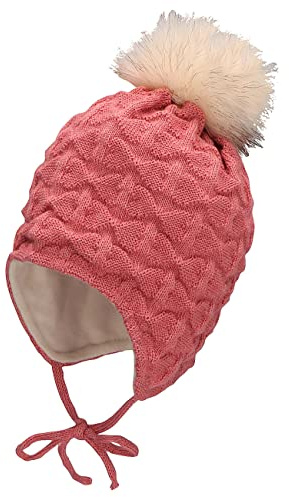 Sterntaler Baby Mädchen Mütze Baby Bommelmütze Struktur Mütze - Mütze Baby - aus Strick mit Ohrenklappen und Bindeband - marine