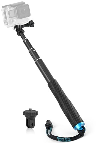 Trehapuva 28” Extension Selfie Stick Compact Handle Grip Adjustable Pole Waterproof Monopod Accessories Compatible with GoPro Hero 13 12 11 10 9 8 7 6 Insta360 AKASO DJI Osmo Action Camera and More