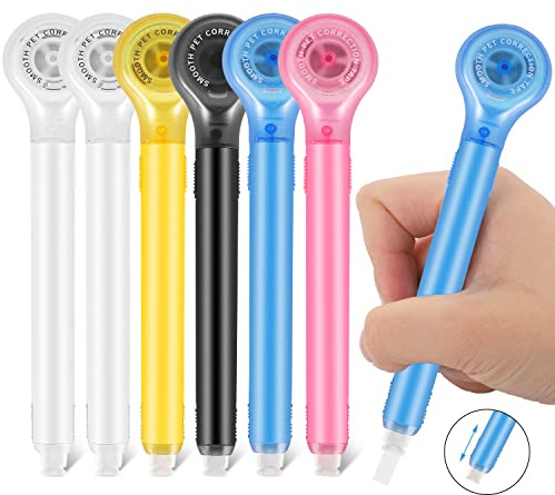 BESARME 6 Pieces Correction Tape Pen, Push Pull Protective, Easy to Use Applicator for Instant School Office Supplies, 1/5 X 236 Inch
