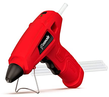 Casals - Pistola de Silicona Caliente a Batería 1300mAh | 4V | Listo en 15seg | Antigoteo | Cargador USB 2.0| Apagado Automático | 3 Barras Pegamento | Ideal para Decoración Bricolaje Manualidades