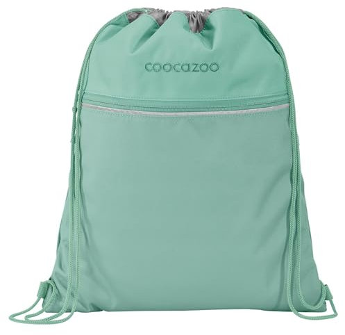 coocazoo Turnbeutel „All Mint”, türkis, mit Reißverschlussfach und Kordelzug, reflektierende Elemente, Schlaufen zur Befestigung am Schulrucksack, 10 Liter, ab der 3. Klasse