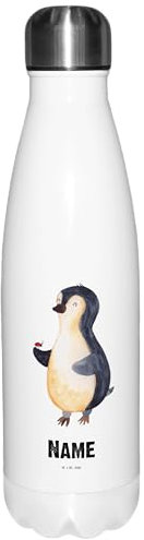 Mr. & Mrs. Panda Personalisierte Thermosflasche Pinguin Marienkäfer - Geschenke, Kleine Wunder, Für Kaffee Mit Wunschtext, BPA-Freie Namen, Damen Personalisiert, Lebensfreude, Aufmerksam, Wasser