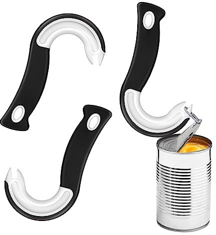 Abrelatas de Anillo de Fácil Abrir 2 Piezas Abridor de Fácil Agarre Abrebotellas en Forma de J Ayudante de Cocina para Cocina Restaurante Bar Fiesta