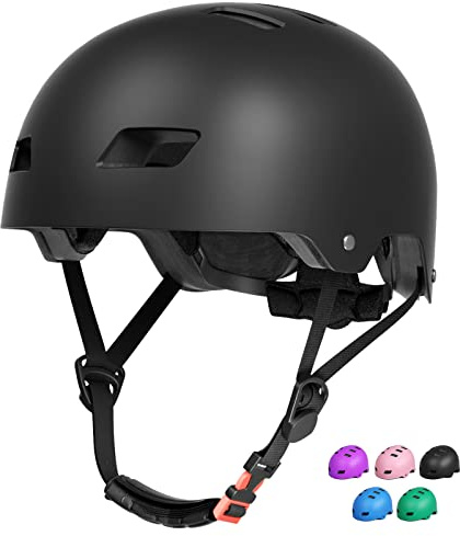 FAYDUDU Casco da Bici per Bambini Casco Protettivo Ideale per Bambini e Adolescenti Leggero ma più Sicuro Anche per Skateboard, Monopattino, Pattini a Rotelle per 3-13 Anni Ragazzi (Small, black)