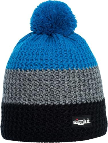 Eisglut Unisex Kinder Stormykids Strickmütze, Schwarz/Azur, Einheitsgröße EU