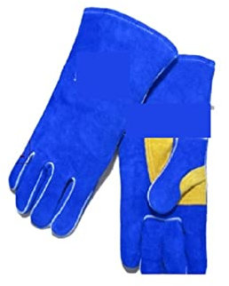 Guantes de Soldadura Protección de Palma Azul Resistente al Desgaste Resistente a Cortes Aislamiento contra Incendios Delantal de Cuero for Soldador for Chaqueta de Soldadura (Color : BLU, Size : Me