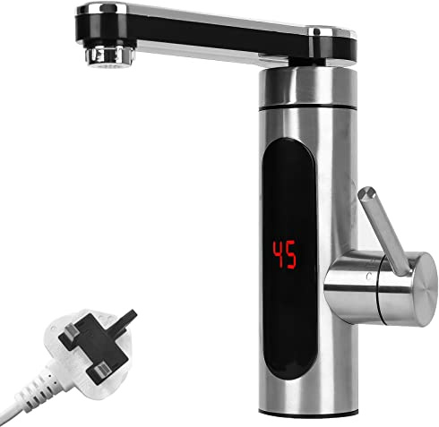 Instant Tankless Electric Hot Water Faucet 220V,CEIEVER Instant Water Hot Tap Electric Sink Heating Tap with LED Digital Display Kitchen Instant Heating Hot Water Tap for Kitchen Bathroom