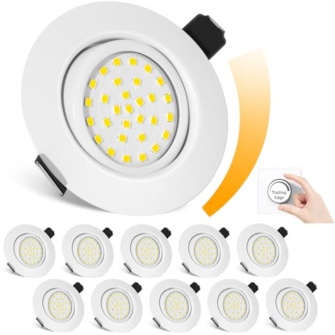 Lichtlord Dimmbare LED Einbaustrahler 10er Set,25mm Ultradünn Flach Spot,Einbauleuchte 5W Ersatz 70W Halogenlampe 600LM IP44 Deckenleuchte für Bad Wohnzimmer Küche Büro (Weiß, 4500K)