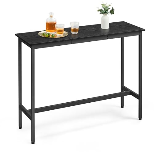 VASAGLE Bar Table, Kitchen Dining Table, High Top Pub Table, Bar Height Cocktail Table for Living Room Party, Sturdy Metal, 15.7 x 47.2 x 35.4 Inches for Narrow Spaces, Ebony Black and Ink Black