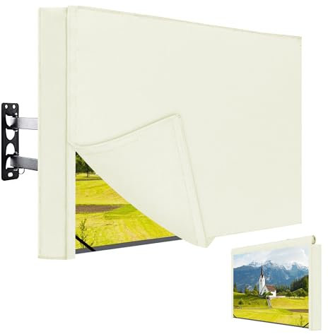 Easy-Going Outdoor TV Cover with Roll Up Front Flat - Waterproof & Weatherproof for 48-50 inch Flat Screen TV, Beige