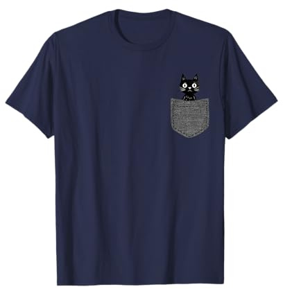 Schwarze Katze in Brusttasche T-Shirt